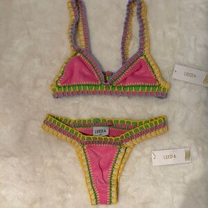 Luxsea Pink Crochet Trim Bikini Set